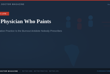 Florida Doctor Magazine hero graphic for The Physician Who Paints — Better Life article on physician burnout and creative practice as a wellness intervention