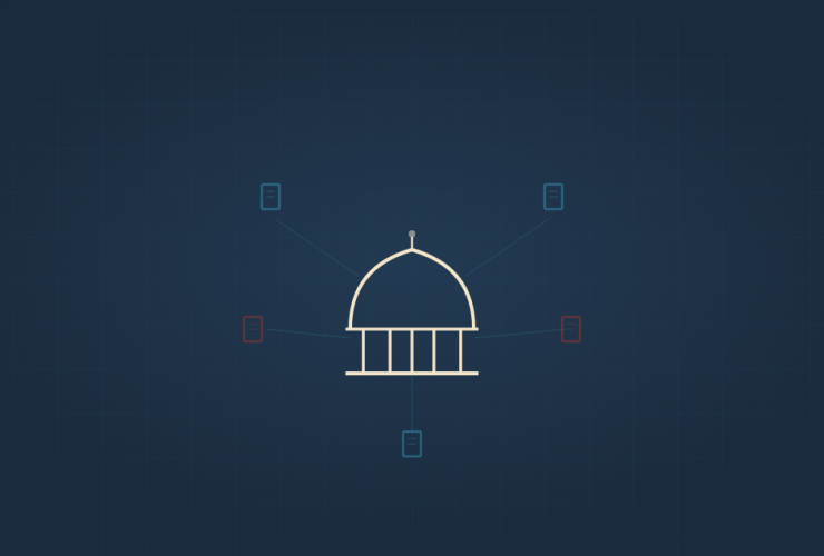 FDM illustration - capitol dome with five bill icons