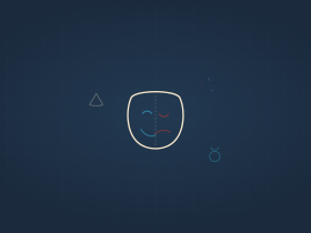 FDM illustration - theater mask half-happy half-sad