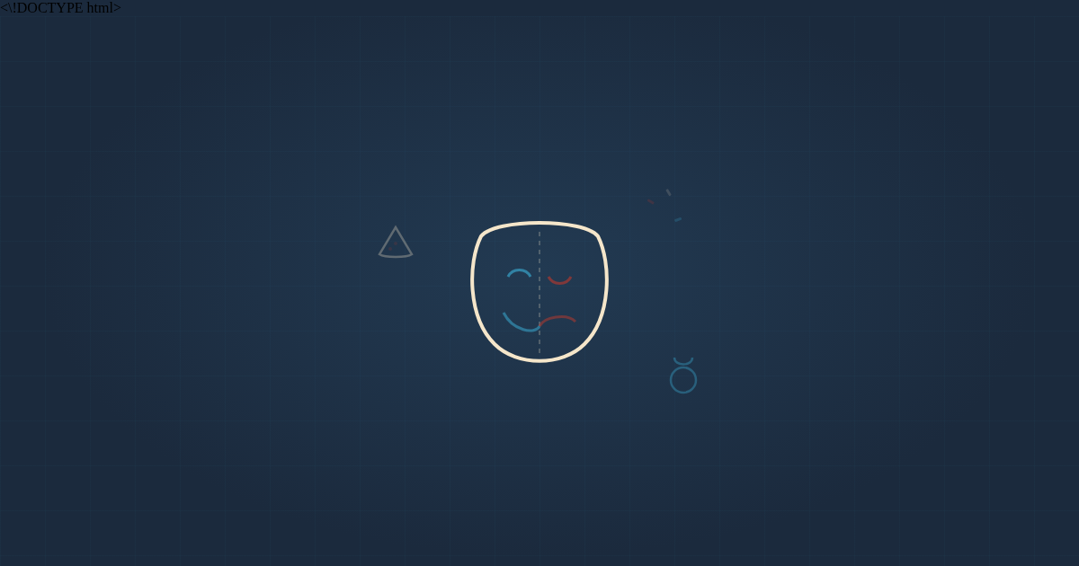 FDM illustration - theater mask half-happy half-sad