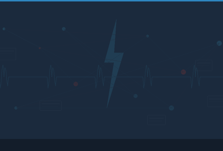 Abstract illustration of lightning bolt, pulse line, and scattered news nodes — Florida physician news quick hits April 14 2026