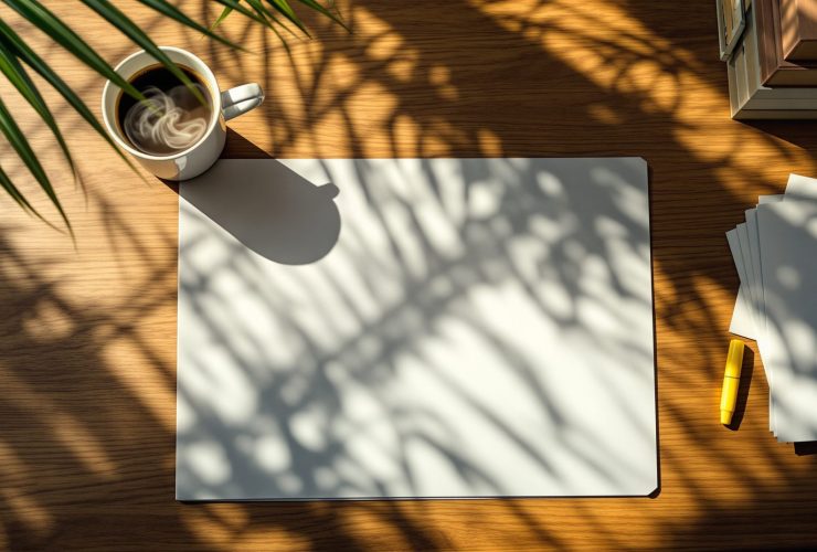 AI-generated illustration: Morning desk with coffee and blank notepad, Florida physician news roundup